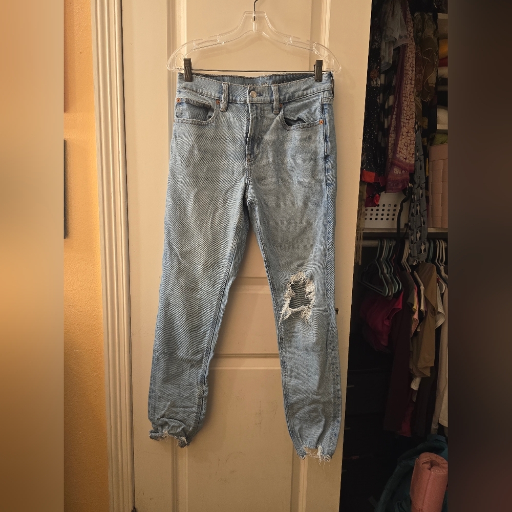 American eagle distressed skinny jeans sz 8 reg light wash